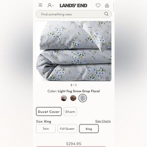 NWOT! Lands End Duvet cover-King